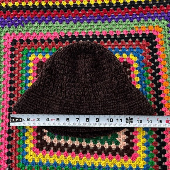 Vintage Y2K 90s Chenille Knit Fuzzy Soft Chocolate Bucket Hat Millenium … main image 9